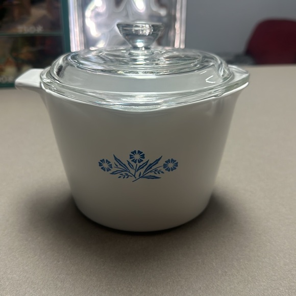 Pyrex Blue Coneflower sauce maker dish with lid and handle 1 quart - Picture 4 of 15